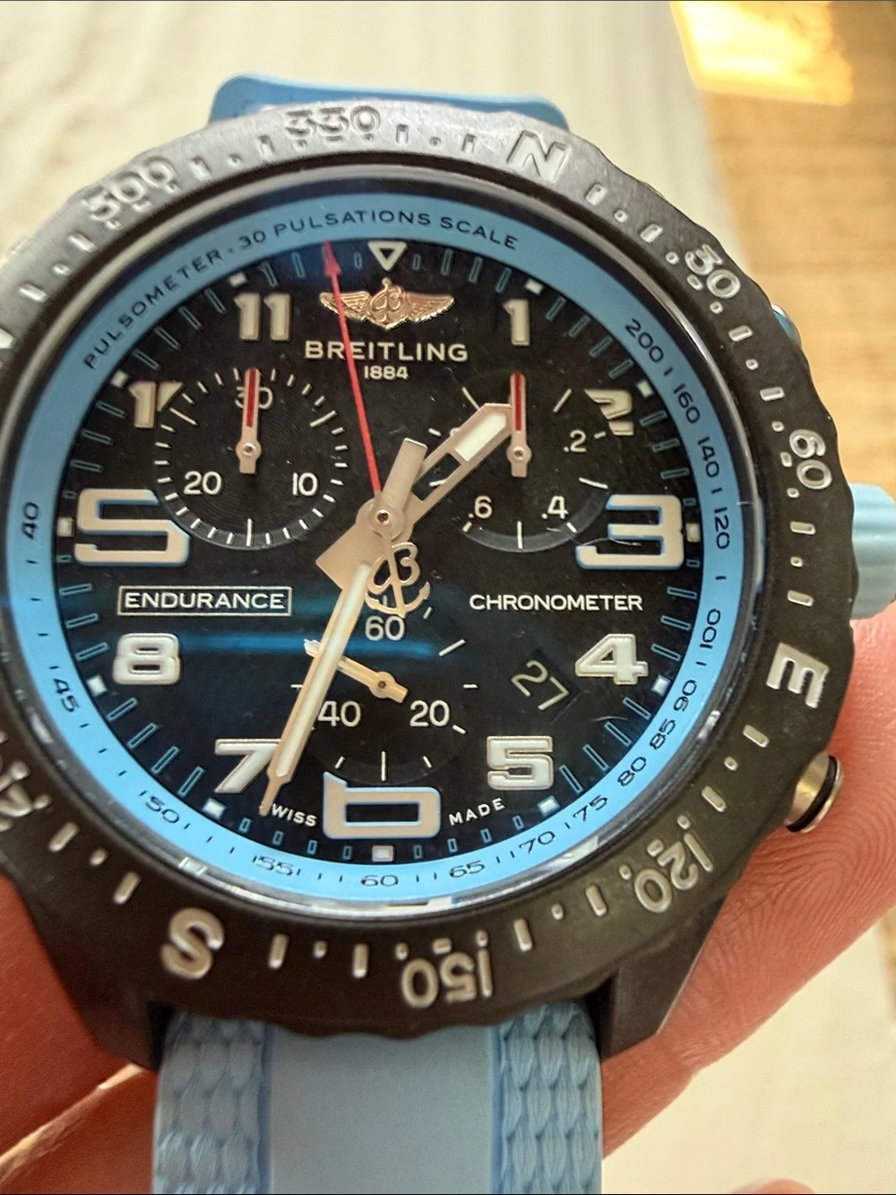 Breitling Endurance Pro 38 Baby Blue Watch X83310 • Box & Card